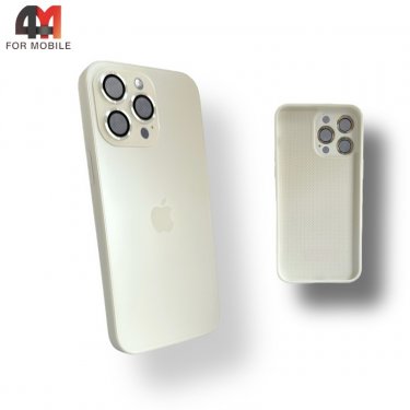 Чехол Iphone 13 Pro пластиковый, Glass case, белого цвета