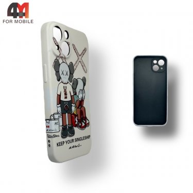 Чехол Iphone 14 Plus силиконовый с рисунком, 01 белый, luxo