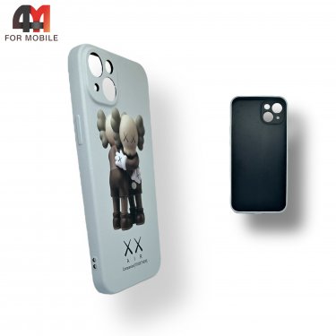 Чехол Iphone 14 Plus силиконовый с рисунком, 03 светло-серый, luxo