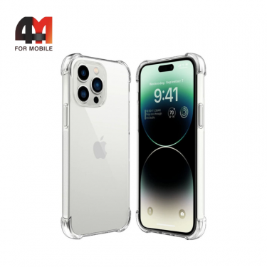 Чехол Iphone 14 Pro Max пластиковый с усиленными углами, прозрачный, ipaky