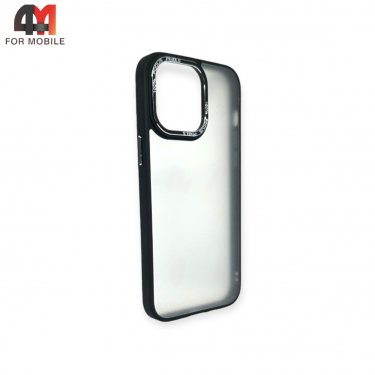 Чехол Iphone 14 Pro Max пластиковый с усиленной рамкой, черного цвета, New Case