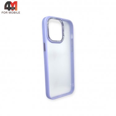 Чехол Iphone 14 Pro Max пластиковый c усиленной рамкой, лавандового цвета, New Case