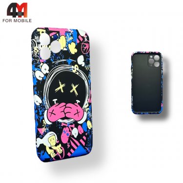 Чехол Iphone 11 Pro силиконовый с рисунком, 021 черно-розовый, luxo