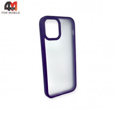 Чехол Iphone 13 Pro пластиковый с усиленной рамкой, матовый, фиолетового цвета, ipaky