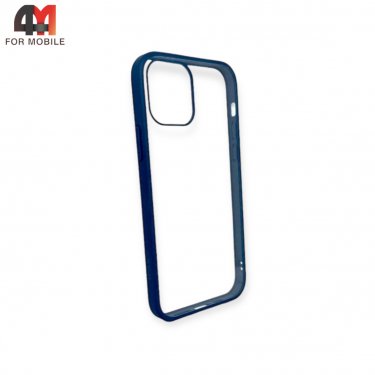 Чехол Iphone 12 Pro Max пластиковый с усиленной рамкой, синего цвета, ipaky