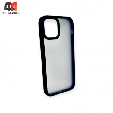 Чехол Iphone 12/12 Pro пластиковый с усиленной рамкой, матовый, черного цвета, ipaky