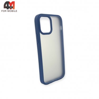Чехол Iphone 13 Pro пластиковый с усиленной рамкой, матовый, голубого цвета, ipaky