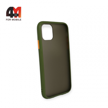 Чехол Iphone 11 пластиковый с усиленной рамкой, зеленого цвета