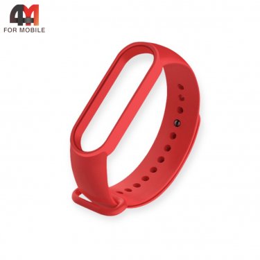 Сменный браслет Xiaomi Mi Band 5/6/7 силиконовый, красного цвета