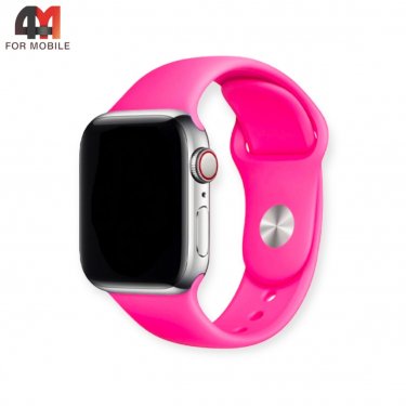 Сменный браслет Apple Watch 38/40/41 Mm силиконовый, ярко-розового цвета