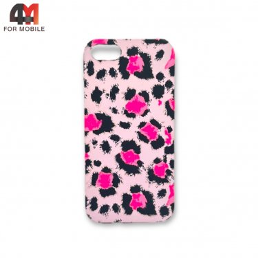 Чехол Iphone 5/5S/SE силиконовый с рисунком, леопардовый, розового цвета