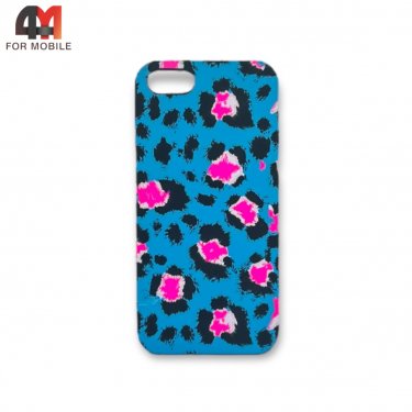 Чехол Iphone 5/5S/SE силиконовый с рисунком, леопардовый, синего цвета