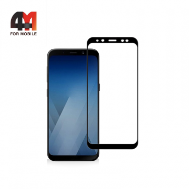 Стекло Samsung A8 Plus 2018/A730, 3D, глянец, черный