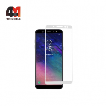 Стекло Samsung A6 Plus 2018/J8 2018, 3D, глянец, белый
