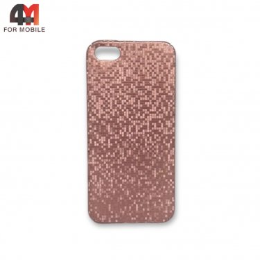 Чехол Iphone 5/5S/SE пластиковый, мозаика, розового цвета