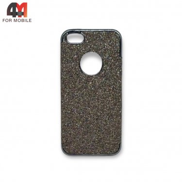 Чехол Iphone 5/5S/SE силиконовый, блестящий, серебристого цвета