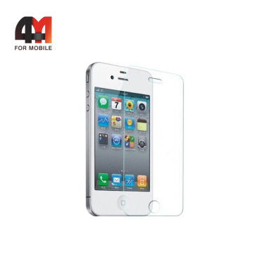 Стекло Iphone 4/4S, простое, глянец, прозрачный