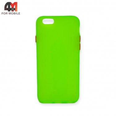 Чехол Iphone 6/6S силиконовый,  матовый с цветными кнопками, салатового цвета