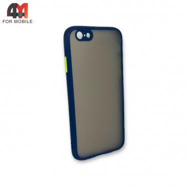 Чехол Iphone 6/6S пластиковый с усиленной рамкой, синего цвета