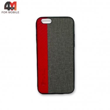 Чехол Iphone 6/6S силиконовый, тканевый, красно-серого цвета