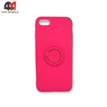 Чехол Iphone 7/8/SE 2020/SE 2022 силиконовый с кольцом, ярко-розового цвета