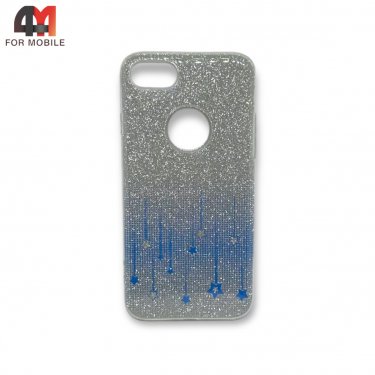 Чехол Iphone 7/8/SE 2020/SE 2022 силиконовый, блестящий, звезды, синего цвета