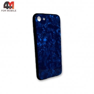 Чехол Iphone 7/8/SE 2020/SE 2022 пластиковый, мраморный, синего цвета