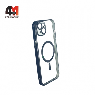 Чехол Iphone 15 Plus силиконовый, плотный + MagSafe , черного цвета, J-Case