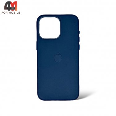 Чехол Iphone 15 Plus пластиковый, Leather Case + MagSafe, Pacific blue