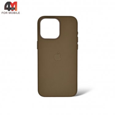 Чехол Iphone 15 Pro пластиковый, Leather Case + MagSafe, Taupe