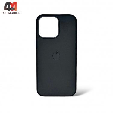 Чехол Iphone 15 Pro Max пластиковый, Leather Case + MagSafe, Black