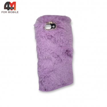Чехол Iphone 7 Plus/8 Plus силиконовый, меховой, фиолетового цвета