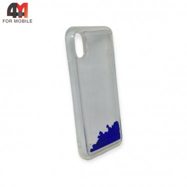 Чехол Iphone X/Xs силиконовый, водичка, синего цвета