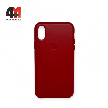 Чехол Iphone XR пластиковый, Leather Case, красного цвета