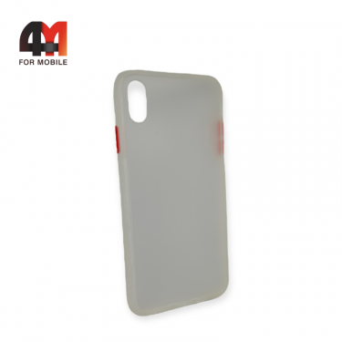 Чехол Iphone Xs Max пластиковый с усиленной рамкой, белого цвета