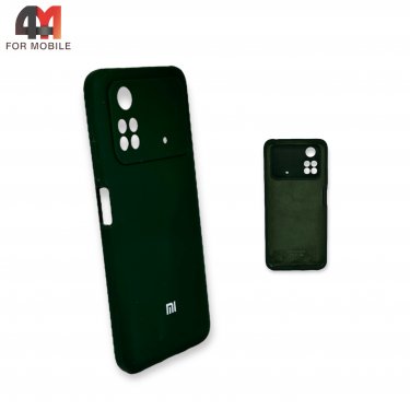 Чехол Xiaomi Poco M4 Pro 4G силиконовый, Silicone Case, темно-зеленого цвета