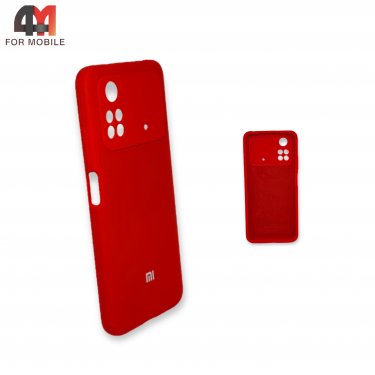 Чехол Xiaomi Poco M4 Pro 4G силиконовый, Silicone Case, красного цвета