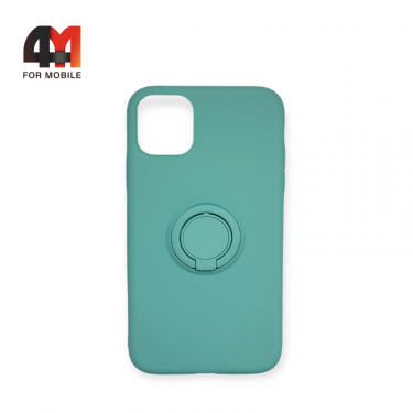 Чехол Iphone 11 силиконовый с кольцом, мятного цвета