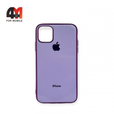 Чехол Iphone 11 силиконовый, глянцевый с логотипом, фиолетового цвета