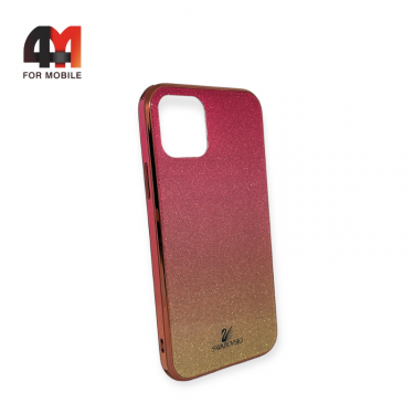 Чехол Iphone 11 Pro пластиковый, блестящий Сваровски, розового цвета