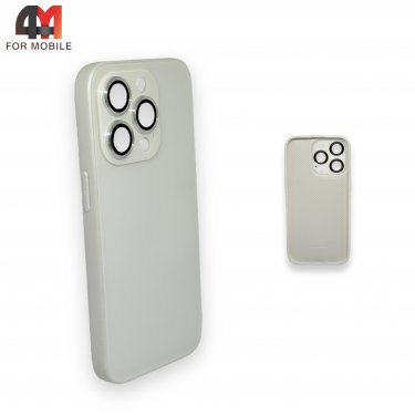Чехол Iphone 13 Pro пластиковый, стеклянный, белого цвета
