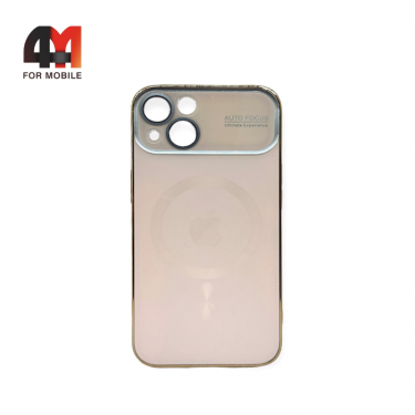 Чехол Iphone 15 пластиковый, AG Glass+MagSafe, бежевого цвета