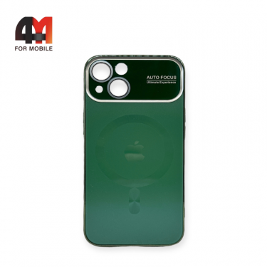 Чехол Iphone 15 пластиковый, AG Glass+MagSafe, зеленого цвета