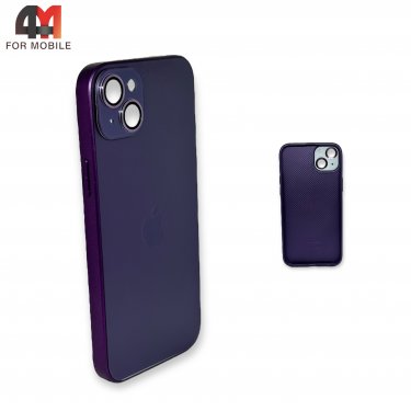 Чехол Iphone 14 пластиковый, стеклянный, фиолетового цвета