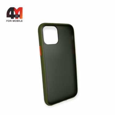 Чехол Iphone 11 Pro Max пластиковый с усиленной рамкой, зеленого цвета