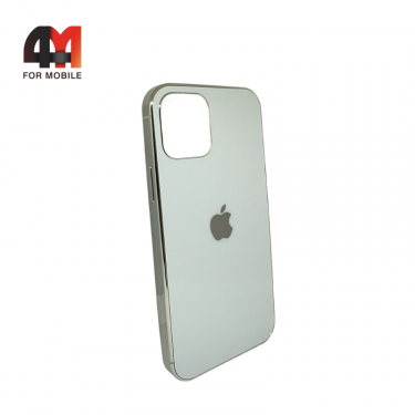 Чехол Iphone 12/12 Pro силиконовый, глянцевый с логотипом, белого цвета, Hicool