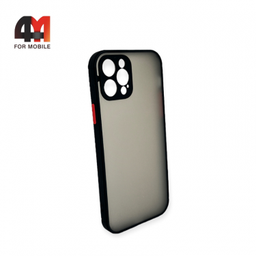 Чехол Iphone 12 Pro пластиковый с усиленной рамкой, черного цвета