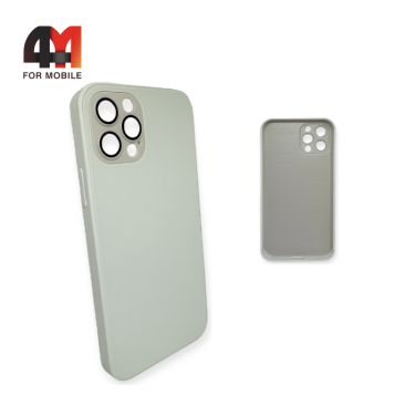 Чехол Iphone 12 Pro пластиковый, Glass case, белого цвета