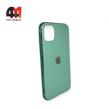 Чехол Iphone 11 Pro Max силиконовый, матовый с логотипом, мятного цвета, Hicool