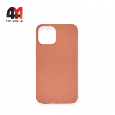Чехол Iphone 12/12 Pro силиконовый, матовый, персикового цвета